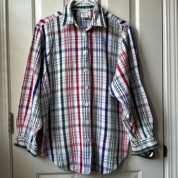 Vintage Old Navy Clothing Co. Plaid Knit Button-Up Flannel Red, Green,Blue,white - Picture 1 of 11
